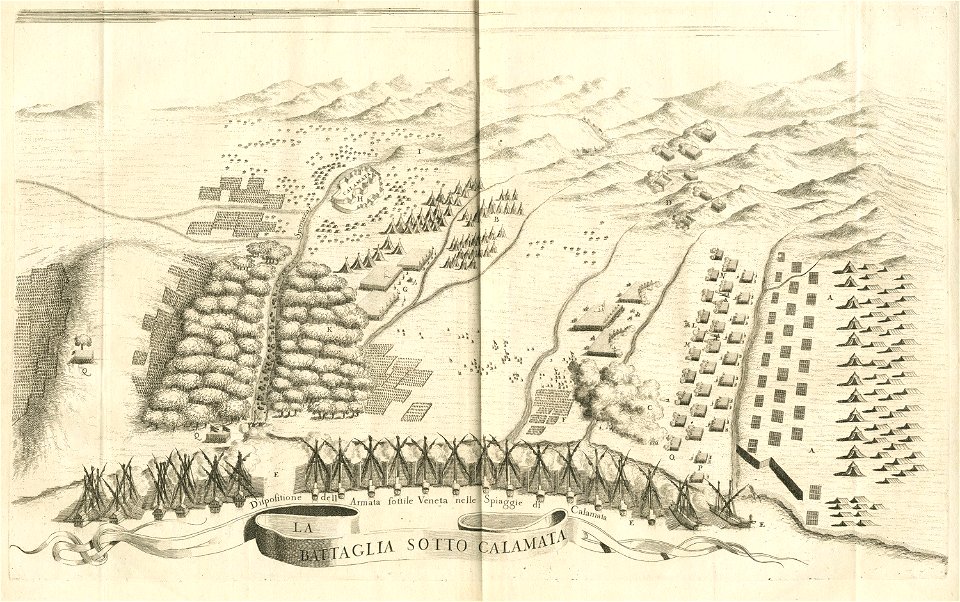 La battaglia sotto Calamata - Coronelli Vincenzo - 1687