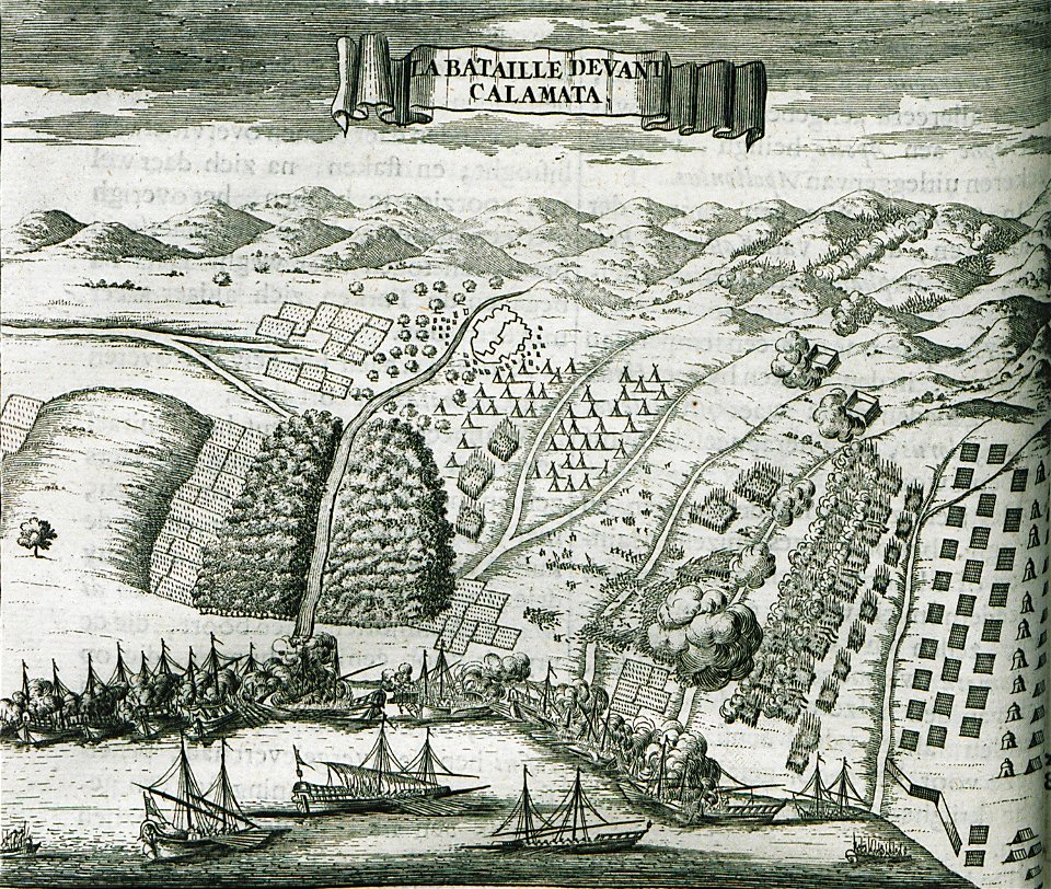 La bataille devant Calamata - Dapper Olfert - 1688