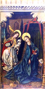 La Anunciación, del maestro de la Sisla (Museo del Prado). Free illustration for personal and commercial use.