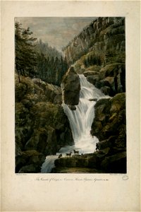 La cascade du Cerizet, près de Cauterets, Hautes-Pyrénées. 14 septembre 1821 The Cascade of Cerizet, near Cauterets, Hautes Pyrénées. September 14 1821 - Fonds Ancely - B315556101 A COLSTON 015