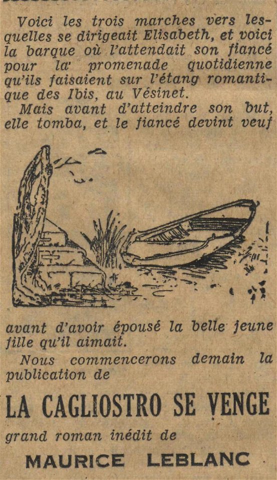 La Cagliostro se venge (Le Journal, Annonce 19340720)