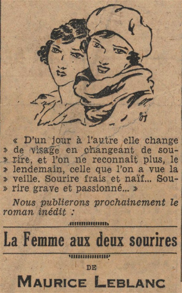 La Femme aux deux sourires (Annonce 19320701)