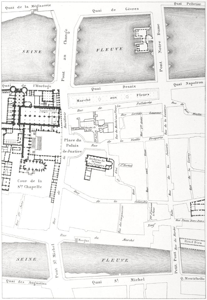 La Cité entre le Pont Notre-Dame et le Pont au Change 1835