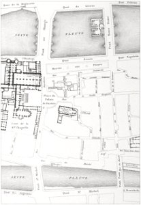 La Cité entre le Pont Notre-Dame et le Pont au Change 1835