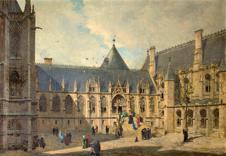 La cour du Mai du Palais de la Cité au Moyen-âge (bgw18 1855)