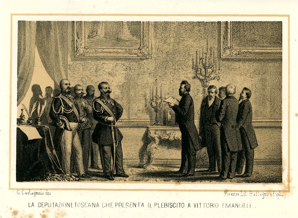 La deputazione toscana che presenta il plebiscito a Vittorio Emanuele