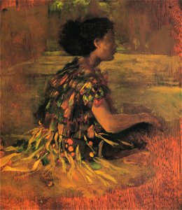 John La Farge - Girl in Grass Dress (Seated Samoan Girl) (1890)