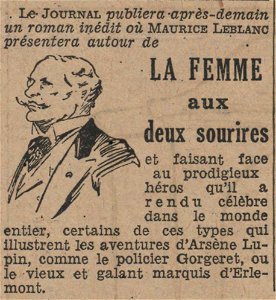 La Femme aux deux sourires (Annonce 19320704)