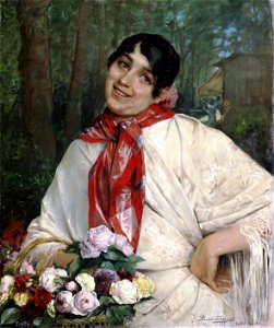 La florista, de César Álvarez Dumont (Museo del Prado). Free illustration for personal and commercial use.