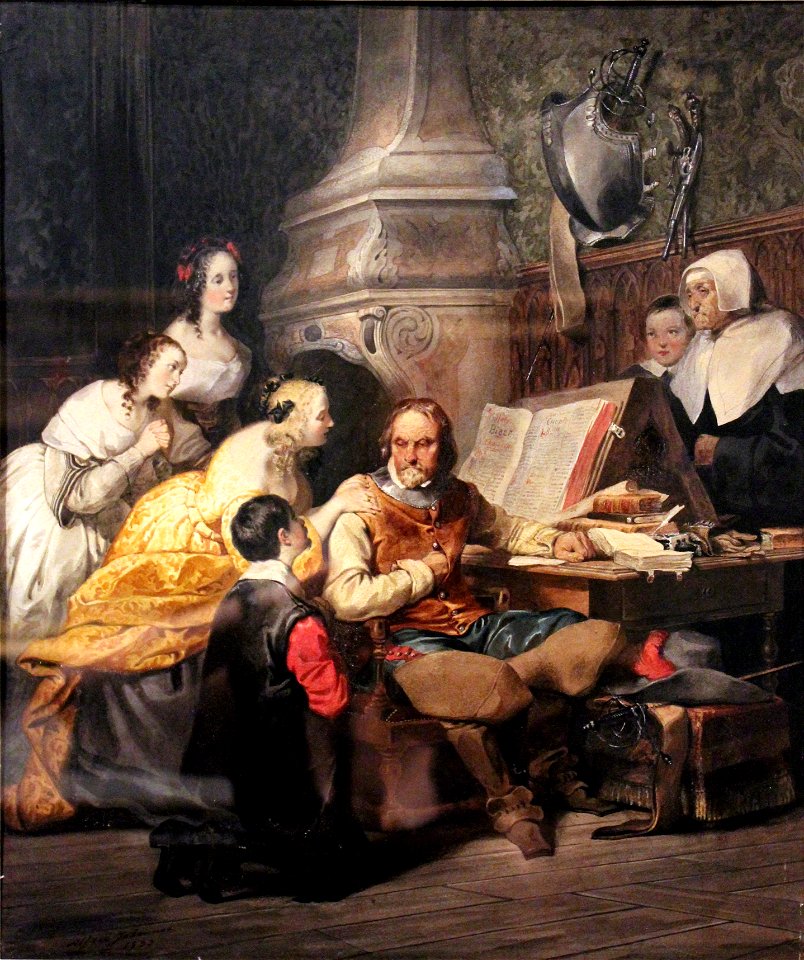La Famille de Cromwell le suppliant de ne pas signer la condamnation de Charles Ier - Alfred Johannot - MBA Lyon 2014