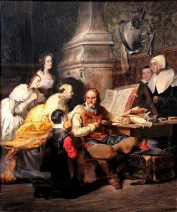 La Famille de Cromwell le suppliant de ne pas signer la condamnation de Charles Ier - Alfred Johannot - MBA Lyon 2014