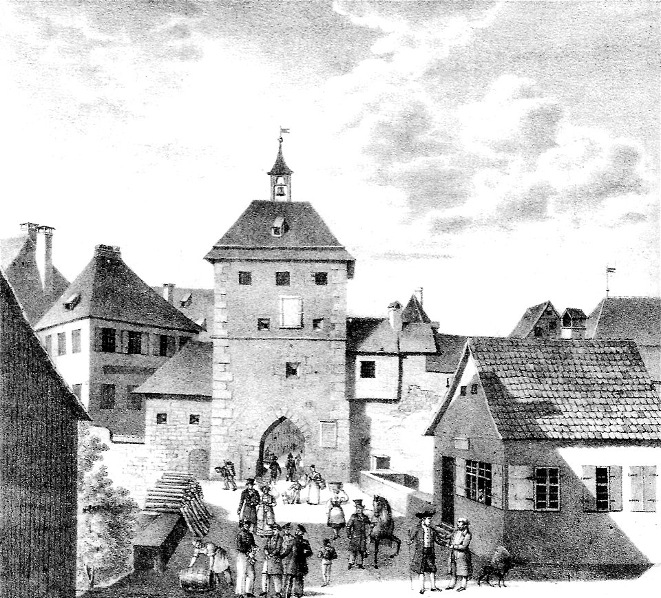 LA Helvig - „Das LustnauerThor“ in Tübingen, Lithographie ca1830 Inv.3201 (SW046)