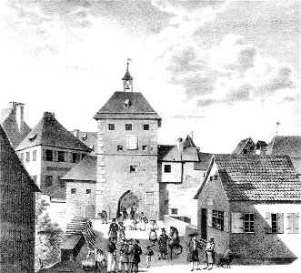 LA Helvig - „Das LustnauerThor“ in Tübingen, Lithographie ca1830 Inv.3201 (SW046)