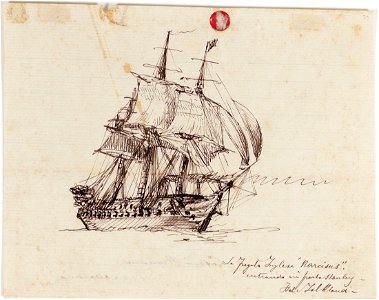 La Fregata Inglese Narcisus, entrando in Porto Stanley - Isle Falkland, da Coleção Brasiliana Iconográfica