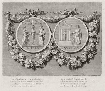 La Légende de la 1ere Médaille désigne l'union des Villes de Smyrne et d'Ephèse Les figures représentent les Divini - Choiseul-gouffier Gabriel Florent Auguste De - 1782