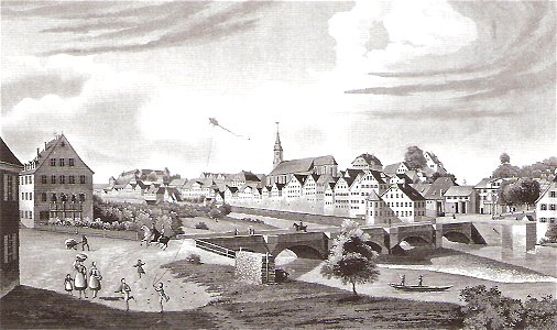 LA Helvig - Tübingen. Mittelbild des Sammelbildes (Lith C Burckhardt) 1839 Inv.2323 (SW022)