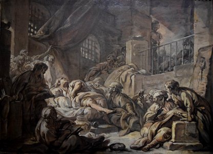 La mort de socrate-francois boucher-1762-musee tessee-mans. Free illustration for personal and commercial use.