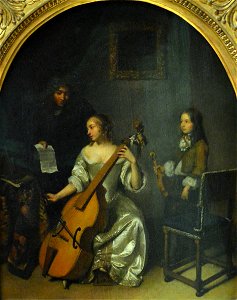 La Leçon de basse de viole - Caspar Netscher - Musée du Louvre