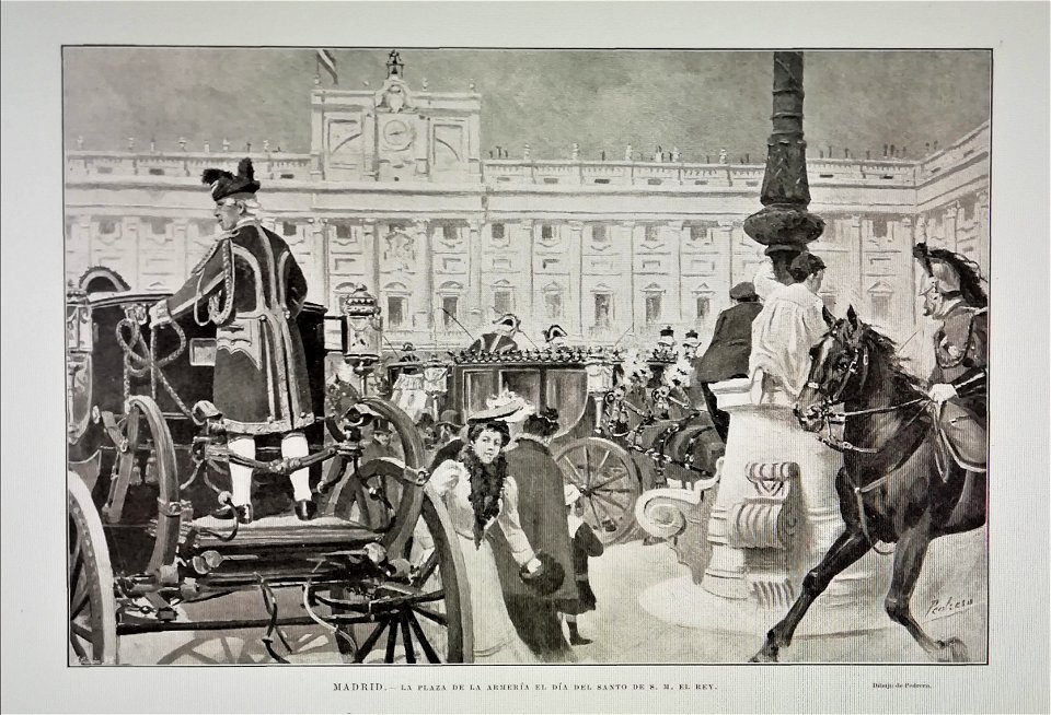 La Ilustración Española y Americana, Madrid plaza Armería, Jan 30th 1905, by Mariano Pedrero