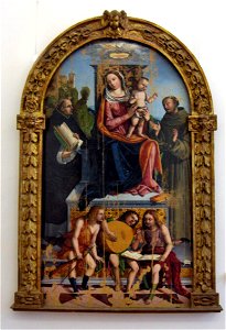 La Madonna con il Bambino, santi e angeli by Benedetto Coda. Free illustration for personal and commercial use.