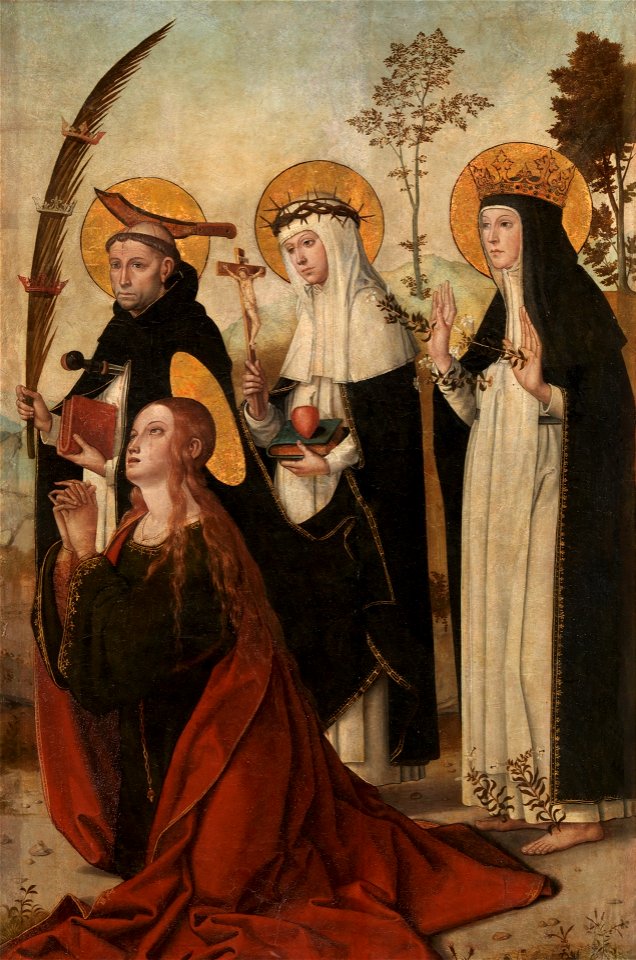 La Magdalena, San Pedro de Verona, Santa Catalina de Siena y la beata Margarita de Hungría, de Juan de Borgoña (Museo del Prado)