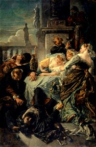 La muerte de Pietro Aretino, por Anselm Feuerbach. Free illustration for personal and commercial use.