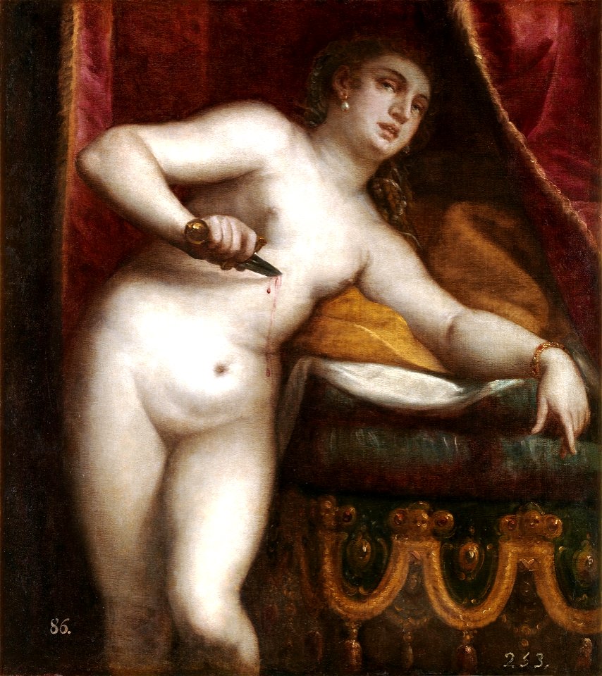 La muerte de Lucrecia, atribuído a Luca Cambiaso, Museo del Prado