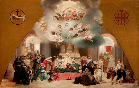 La muerte de San Francisco, de Casto Plasencia (Museo del Prado). Free illustration for personal and commercial use.