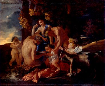 La Nourriture de Bacchus - Nicolas Poussin - National Gallery London. Free illustration for personal and commercial use.