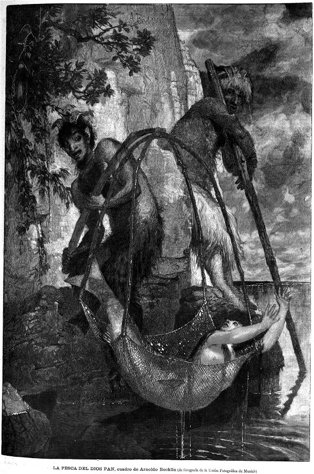 La pesca del dios Pan, cuadro de Arnoldo Bocklin