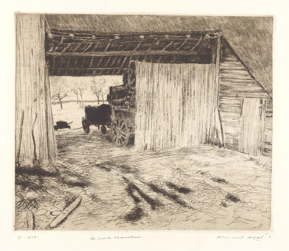 La porte charretière, print by Armand Apol (1879-1950), Belgium, (1914), Prints Department of the Royal Library of Belgium, S.IV 109459