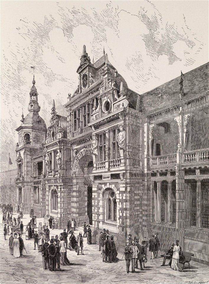 La rue des nations. Façade de la section belge