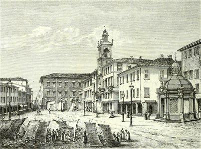 La Piazza Grande di Rimini col piedistallo di Cesare