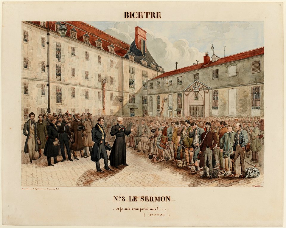 La prison de Bicêtre à Gentilly - le sermon avant le départ de la chaîne des forçats