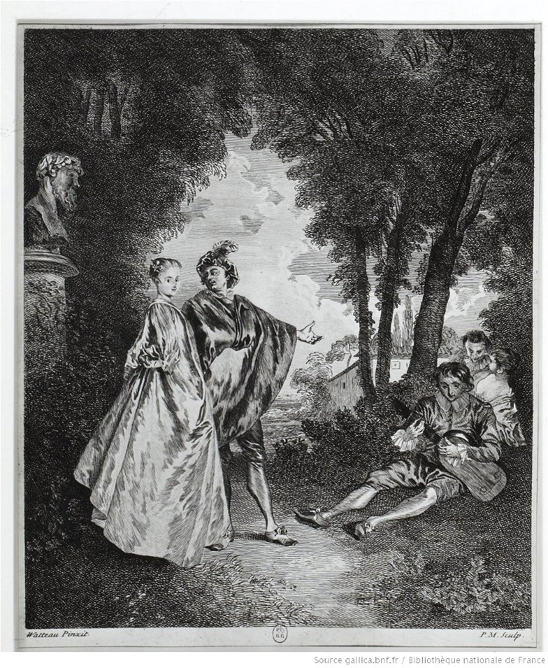 La promenade Watteau ; (gravure de) Philippe Mercier