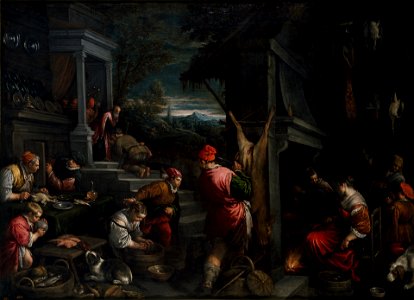 La vuelta del hijo pródigo, de Francesco y Jacopo Bassano (Museo del Prado). Free illustration for personal and commercial use.