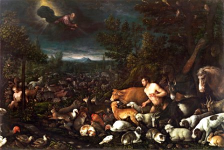 La reconvención a Adán, de Francesco Bassano (Museo del Prado). Free illustration for personal and commercial use.