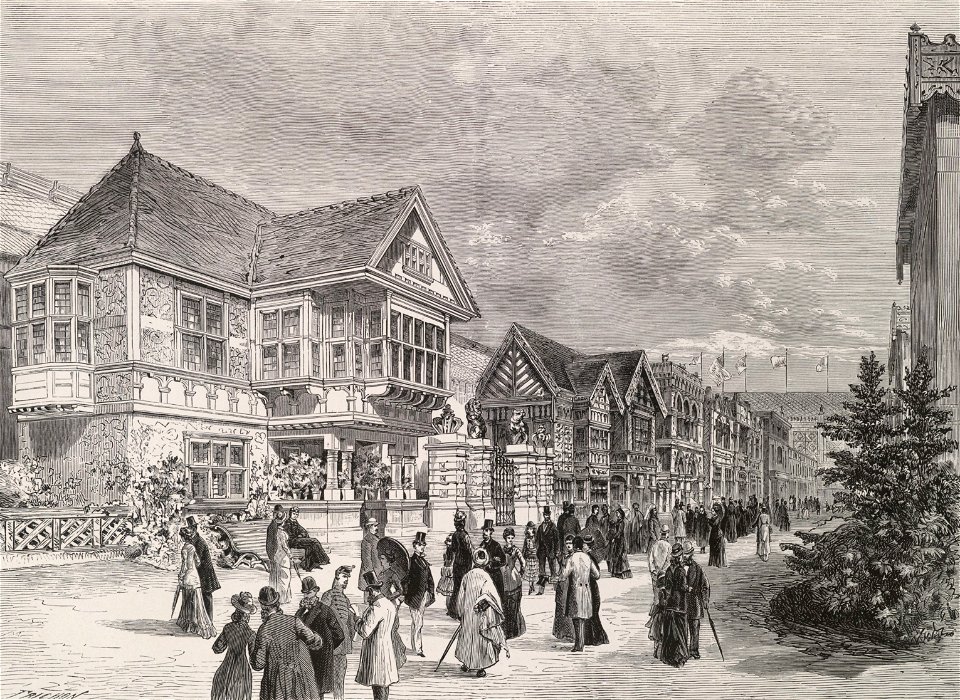 La rue des nations; Façades de la section britannique