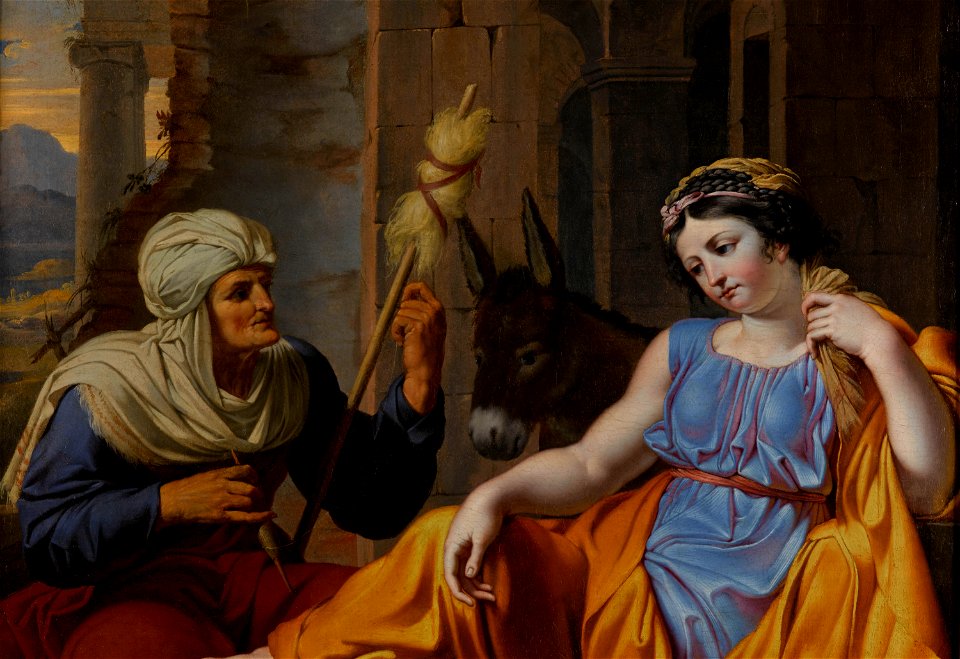 La Vieille et Charité ou Lucius métamorphosé en âne écoute l'histoire de Psyché qu'une vieille raconte à une jeune fille enlevée par des brigands la veille de ses noces, détail (phbw12 0843)