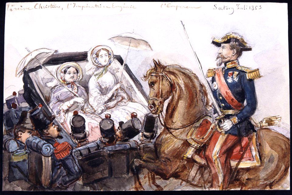 La reine Christine, l'Impératrice Eugénie, l'Empereur. Fritz von Dardel, 1853 - Nordiska Museet - NMA.0043706
