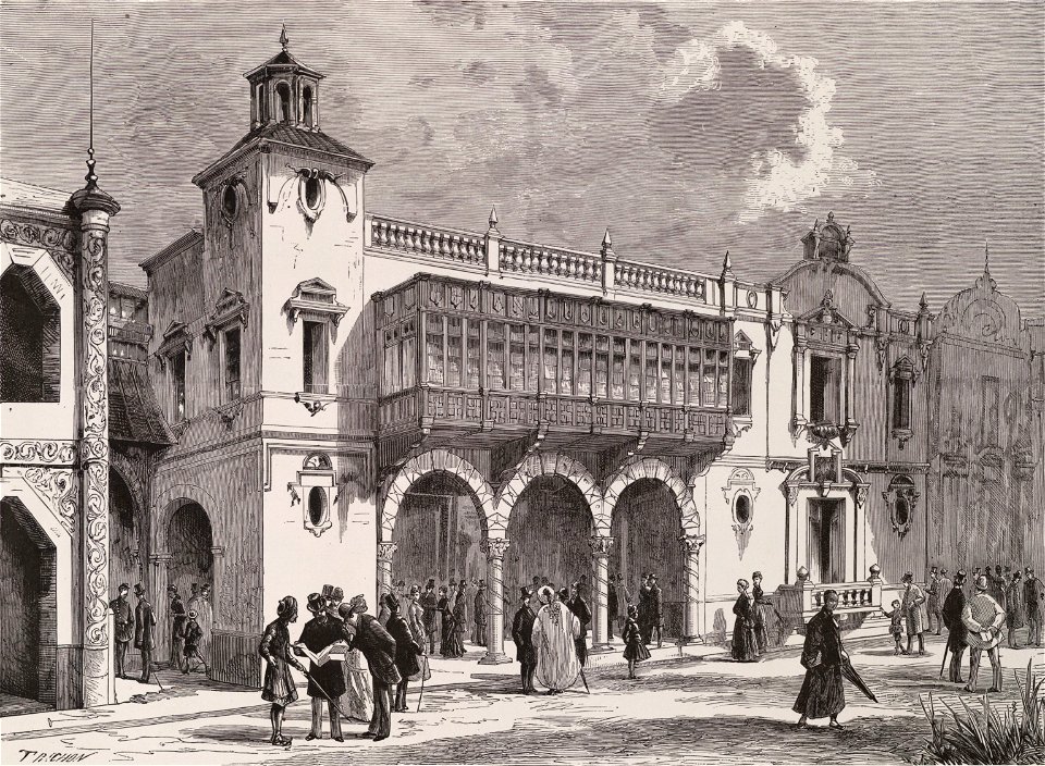 La rue des nations. Façade de la section de l'Amérique Centrale et Méridionale