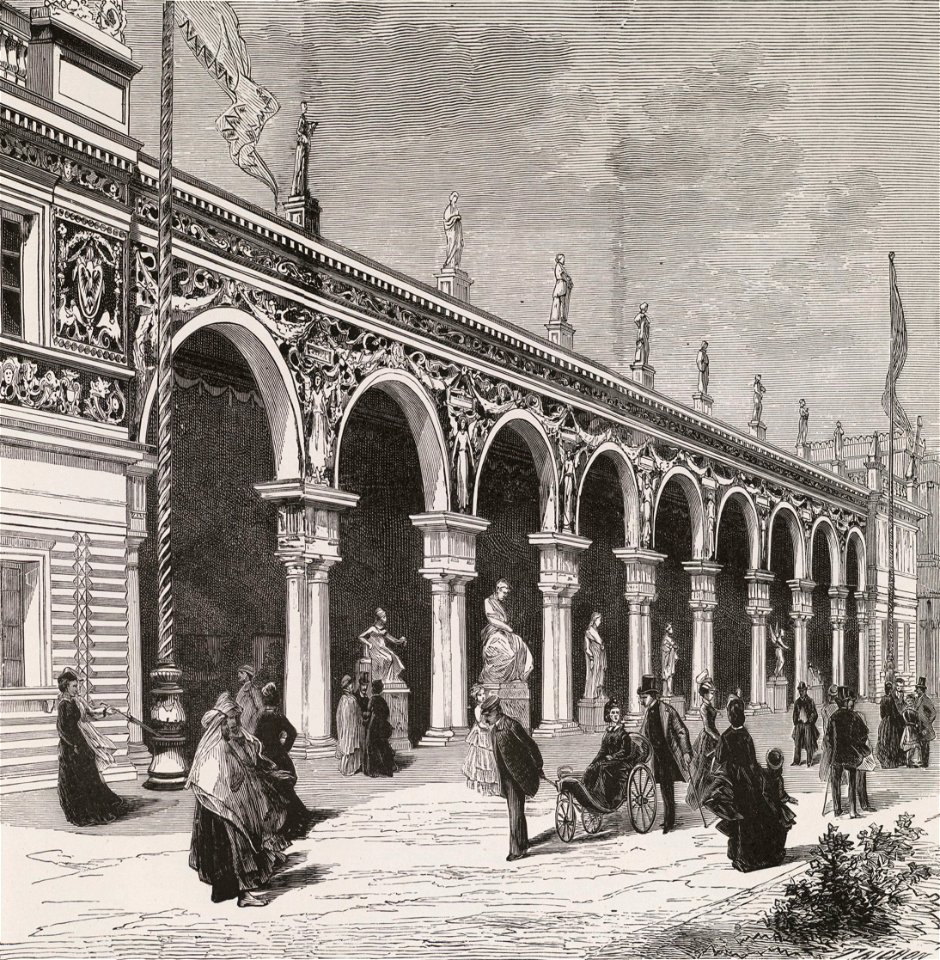 La rue des nations. Façade des sections d'Autriche et de Hongrie