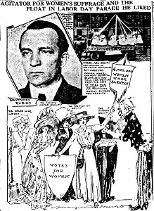 Labor activist Raymond Robins and newspaper layout in 1909