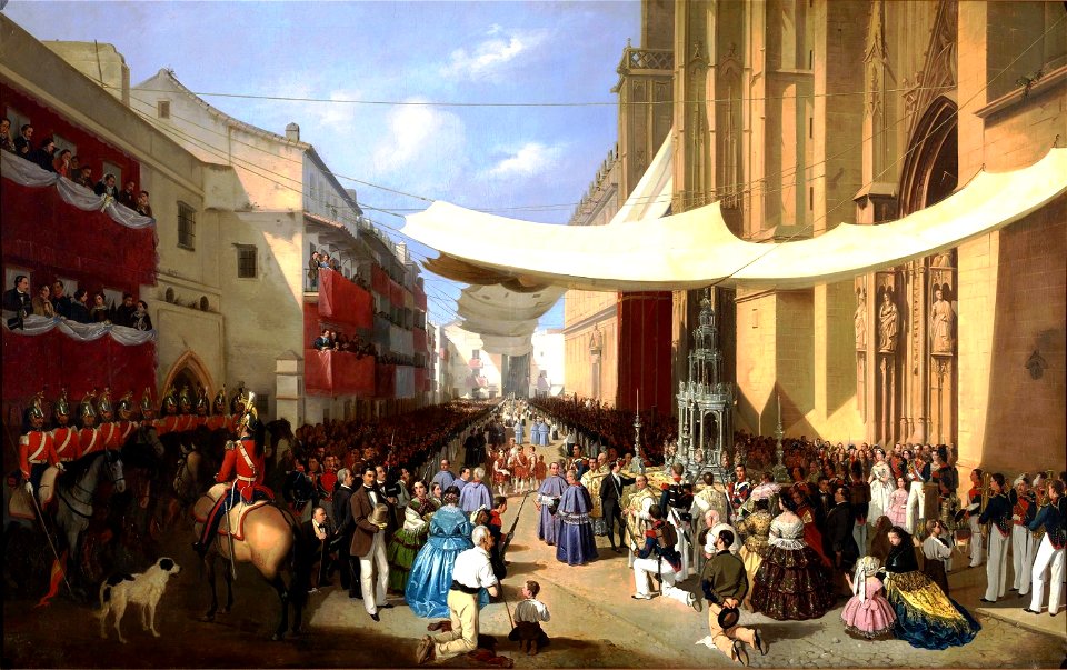La procesión del Corpus en Sevilla, de Manuel Cabral (Museo del Prado)