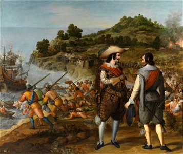 La recuperación de la isla de Puerto Rico por el gobernador de la isla, Juan de Haro. Por Eugenio Cajés.
