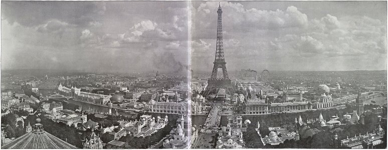 La Seine et l'Exposition; vue prise du Trocadéro. Free illustration for personal and commercial use.