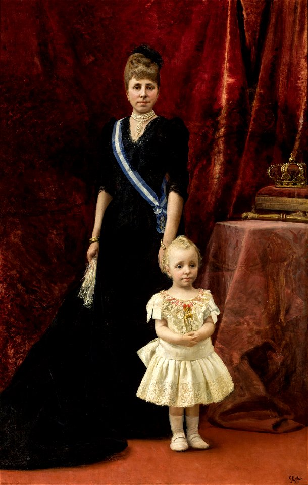 La reina María Cristina de Habsburgo-Lorena y su hijo Alfonso XIII (Ayuntamiento de Sevilla)