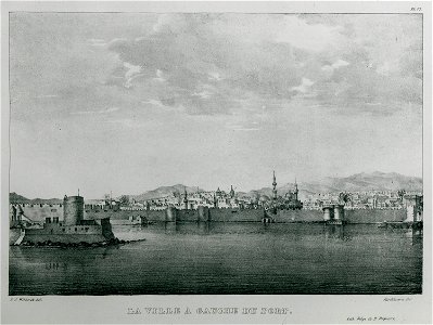 La ville à gauche du port - Rottiers Bernard Eugène Antoine - 1828