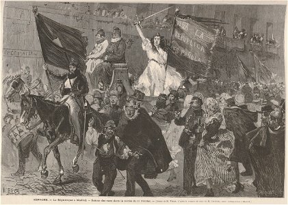 La République à Madrid, Scènes des rues dans la soirée du 11 Février, de Vierge