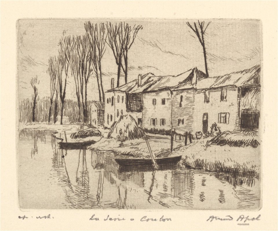 La Seine à Coulon, print by Armand Apol (1879-1950), Belgium, (1914), Prints Department of the Royal Library of Belgium, S.IV 109454